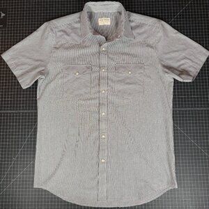West Major - Black Pencil Stripe Western Shirt - Snap Buttons - Size Large